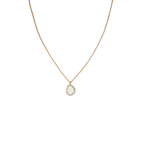 Stone Slice Aqua Chalcedony Pendant Necklace