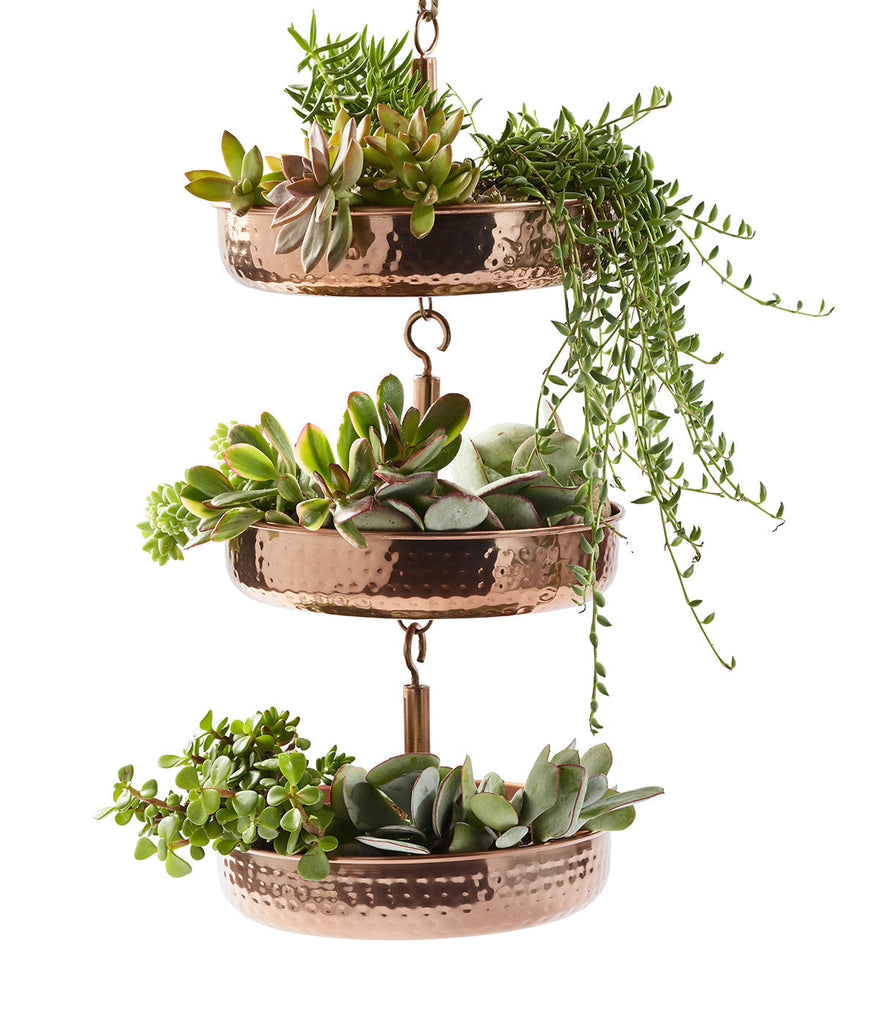 hanging pot plants outdoor Copper Hanging Planters Set of 3 – Citrine Retail