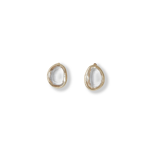 Stone Slice Crystal Quartz Earrings